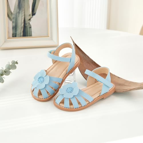 Image of Flaryzone Girls Sandals Closed Toe Summer Flats Dress Sandals Shoes Toddler /Little Kid