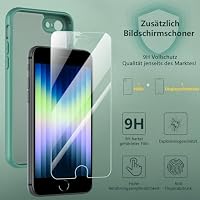OWKEY Hülle für iPhone SE 2020/iPhone SE 2022 (iPhone SE 2/3), iPhone 8/iPhone 7 Hülle mit [1 * 9H Schutzglas] Schutzhülle, Silikon Matte Dünne Case Handyhülle für iPhone 8/7 (Olivgrün) – Ansicht 3