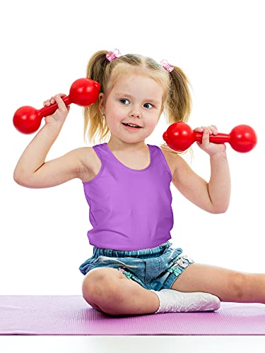 Image of SATINIOR 4 Pieces Girls Dance Tank Tops Racerback Crop Tops Sleeveless Dance Clothes for Girls Gymnastics