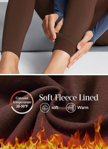 baleaf Women's Petite Fleece Lined Leggings with Pockets, 25" Thermal Winter Warm High Waisted Thick 7/8 Yoga Pants2
