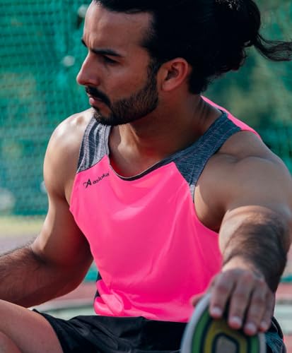 Asioka Elba Camiseta Deportiva Tirantes Hombre, Camiseta de Running para Hombre, Camiseta técnica de Tirantes, Color Fucsia, M