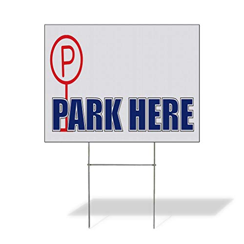 Fastasticdeals Weatherproof Yard Sign Park Here Business A White Lawn Garden Parking 18x12 Inches 1 Side Print