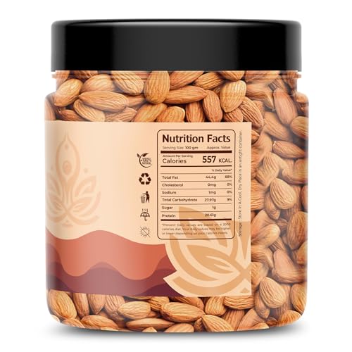 Image of Auravita California Almonds 100gm | Crunchy & Healthy Dry Fruit, Premium Badam Giti for Daily Nutrition | Healthy Diet Snacking Resealable Jar Pack