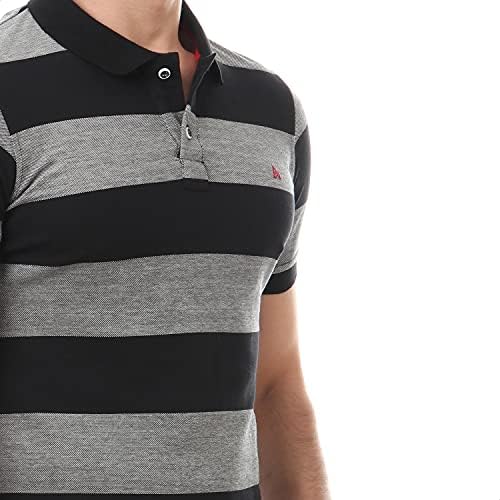 Two Tone Striped Polo Shirt For Men 