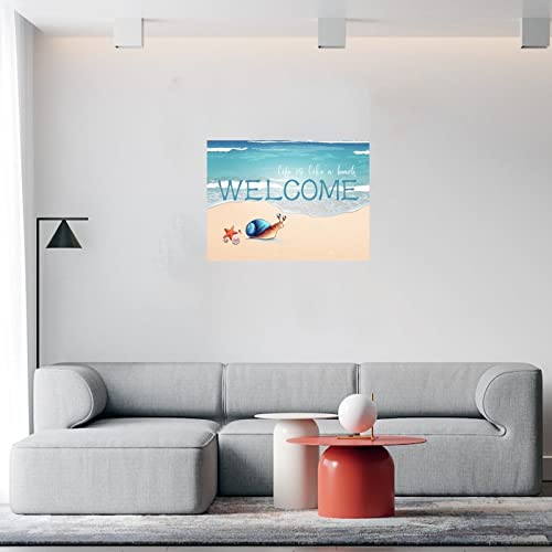 Welcome Life Is Like A Beach Wall Art Murals Creative Nature Coastal Pictures Seascape Wall Sticker Vinyl Wall Stickers Quotes For Kids Room Family Wall Art #TOP4