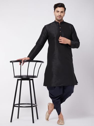 Image of VASTRAMAY mens Vastramay Men's Navy Blue Cowl Dhoti