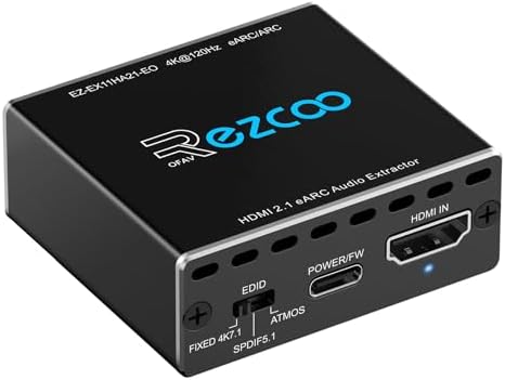 4K@120Hz HDMI 2.1 eARC Audio Extractor 1 in 1 Out Support VRR ALLM CEC Bypass HDCP2.3 SPDIF Output Plug & Play for Soundbars/eARC/PS5/Xbox