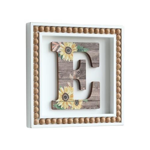COLLECTIVE HOME - Monogram Wall Signs, Sunflower Decorative with Beads, Personalized Letters for Wall Decor, Tabletop Alphabet Signs, 10