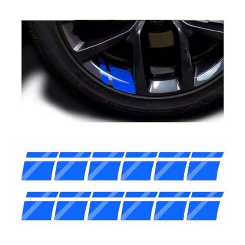 Image of Mandark 24PCS Car Wheel Rims Decal Stripes, Reflective Vehicle Tire Rim Stickers for 18-21 Inch Wheels, Safety Auto Exterior Hash Stripe Sticker Decoration, Universal for SUV, Truck, RV (Blue)