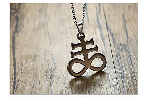 Blowin Black Stainless Steel Church of Satan Satanic Leviathan Religions Cross Pendant Necklace, 22 Inch Chain4