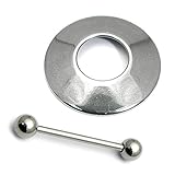  TDi Body Jewellery Nippelschutz aus Stahl, Vulkan-Design Loch im Schild ist 12,5 mm Durchmesser. Geliefert mit Stahl-Hantel, 1,6 mm Stärke, 14 mm Länge. Brustwarzenring