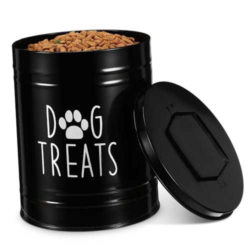 Cabilock Iron Dog Food Storage Container with Lid Airtight Pet Treat Canister for Countertop Versatile Storage for Dog Food Treats Space Saving Design Secure Compact Storage