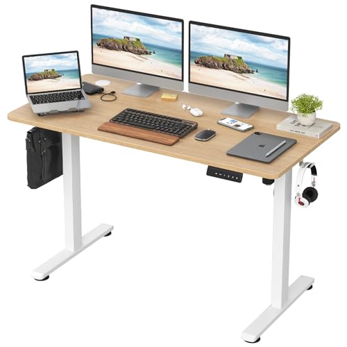 Sunon Electric Standing Desk - Adjustable Height Sit Stand Home Office Desk with Splice Board, 120 x 60 cm