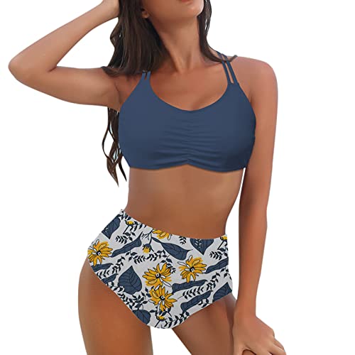 MYLH Traje de baño para mujer sexy Tankini espalda descubierta traje de baño ropa de baño de verano traje de baño de dos piezas traje de baño ajustable traje de baño patrón floral trajes de baño mujer