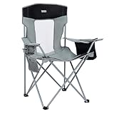Byliable Camping Chairs Lawn Portable Foldable Camp Folding Lightweight Chair for Adults with Drink Holder and Cooler Pouch Outdoor for Camping, Lawn, Sports, Picnic, Music Festival, Gray Black