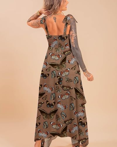 Image of Womens Summer Dresses Sleeveless Casual Sundress with Tie Straps Women's Maxi Beach Dress Vacation Outfits for Woman
