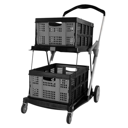 AG BOX Faltbarer Einkaufstrolley mit Rädern, zusammenklappbar, mit Korb, Mehrzweck-Einkaufswagen. – Bild 7