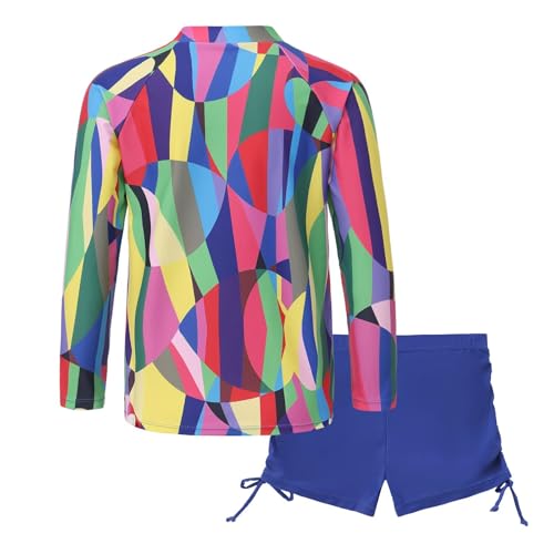 Image of Girls Rash Guard Set for Girls Long Sleeve Swimsuits Hawaiian Two Piece Bathing Suits Swimwear Set