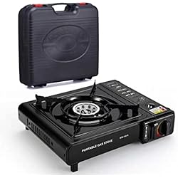 Cacerolas De Piedra Volcanica PERPETUAL Hornillo de Camping Portátil y Compacto, 1 Fuego, Potencia 2.670 W. Cocina cartucho gas portátil. Para Acampada y Senderismo, con Maletín de Transporte.