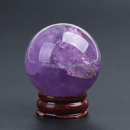 Hongjintian Crystal Natural Amethyst Ball Sphere 40Mm(1.57") With Stand #TOP2