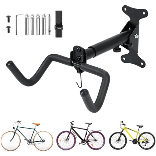 CZMYCBG Percha de Pared para Bicicletas, Soporte Horizontal para Bicicletas de Interior, Perchas Ajustables para Bicicletas de Montaña y Carretera(1pcs)