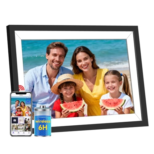 UHALE Battery Power Digital Picture Frame, 10.1'' 1920x1080 HD IPS Touch Screen, Auto-Rotate, Share Photos and Videos 6 Hours,32GB,Wedding Ideal Christmas for Loved Ones