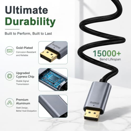 Image of Verilux USB C to DisplayPort 1.4 Cable with 8K@60Hz, 4K@144Hz, 2K@240Hz
