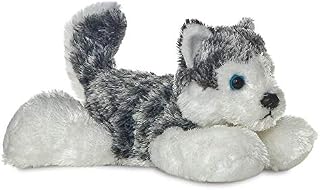 AURORA, 31293, Mini Flopsie Husky Mush, 8In, Soft Toy, Grey and White