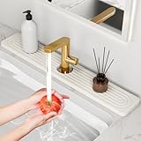 24'' Longer Faucet Mat for Kitchen Sink [Diatomite Stone Super Fast Drying] Stone Faucet Mat for Kitchen Sink Splash Guard Sink Stone Quick Dry around Faucet Stone Drying Mat Bathroom Quick Drying Mat