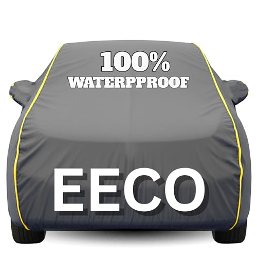 Image of Waterproof Car Body Cover - 100% Water Proof Custom Fit New Car Covers, Outdoor Full Protecting Cover for Eeco (All Models) with Free Storage Bag - UV, Rain & Dust, All Weather Protection