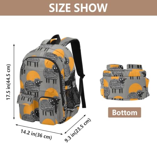 Mochila de viaje grande de 17.5 pulgadas gris con corderos para adolescentes y trabajo 3