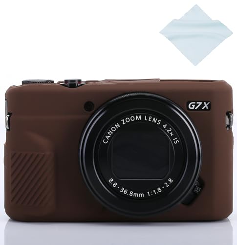 Yisau G7X / G7X Mark II Camera Silicone Case, Ultra Thin Lightweight Rubber Soft Silicone Case Bag Cover for Canon PowerShot G7X / G7X Mark II with Microfiber Cloth - Coffee