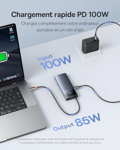 Hub USB C pour iPhone 15 charge rapide 100W PD et transfert 10Gbps