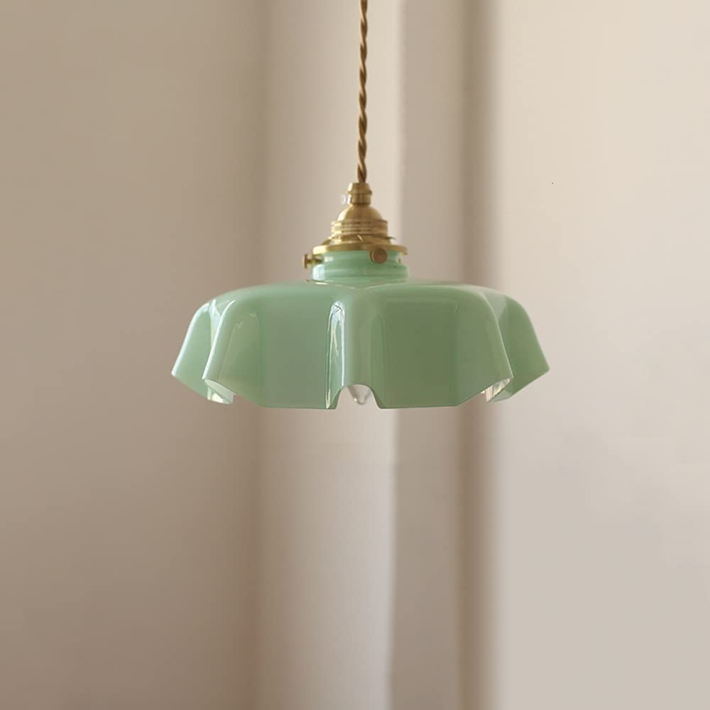 WFZRXFC Industrial Cone Pendant Lighting French Element Pendant Light with Glass Shade E14 Base Single Light Adjustable Hanging Lighting Fixtures for Living Rooms, Dining Room, Kitchen, Bedroom