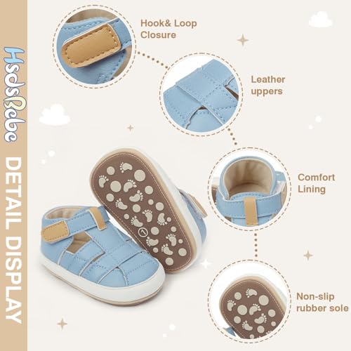 Image of HsdsBebe Baby Boys Girls Pu Leather Hard Bottom Walking Sneakers Toddler Rubber Sole First Walkers Infant Cartoon Slippers Crib Shoes
