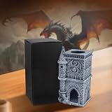 CheurYae Zamek smoka wieża kostkowa do D&D, DND akcesoria do gry planszowej, żywica 3D, miska na kostki Castle (nie zawiera kostek)