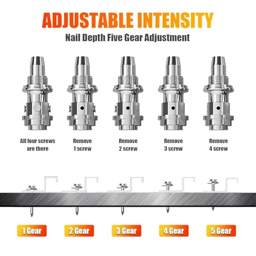 Image of Shopera Manual Mini Steel Nail Gun 5 Gears Power Adjustable Wall Nail Guns for Ceiling Manual Steel Nails Gun Tool with 100 Nails (Nail Gun Set)