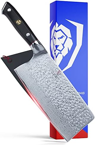 Dalstrong Kitchen Knife, Cleaver Knife - 7" - Shogun Series X - Razor Sharp - Japanese AUS-10V Super Steel - Damascus - Hammered Finish - Sheath Included
