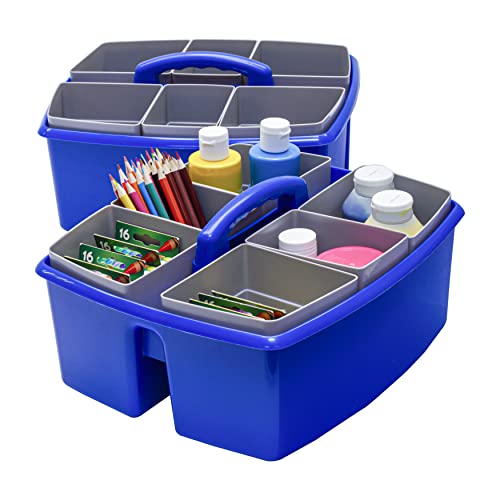 Image of Storex Large Classroom Caddy with Cups, 13 x 11 x 6.575 Inches, Blue, Case of 2 (00985U02C)