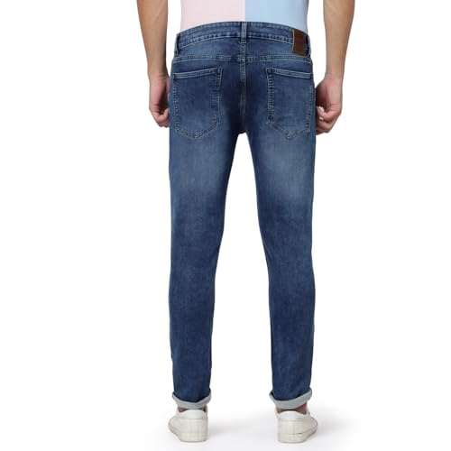 Image of i'sol Men's Tapered Fit Solid Mid-Rise Stretchable Casual Jeans