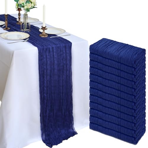 La Mejor Lista de Centro de Lavado A Gas - los más vendidos. 48 Paquete de 12 caminos de mesa de gasa de 10 pies azul real de 120 pulgadas de largo, gasa rústica bohemia, tela transparente para boda, fiesta, cumpleaños, novia, baby shower,...