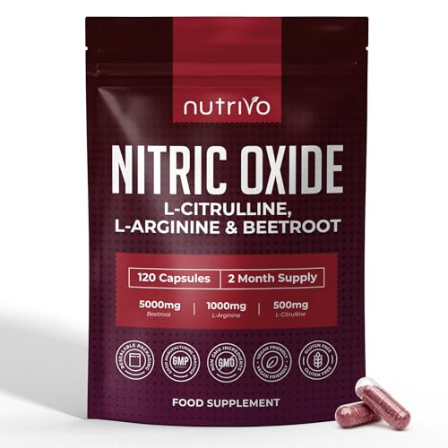 Nitric Oxide Supplements 6500mg | Nitric Oxide Supplements for Men | L Arginine and L Citrulline with Beetroot Nitric Oxide Booster | Supports Blood Flow & Blood Pressure | 120 Capsules