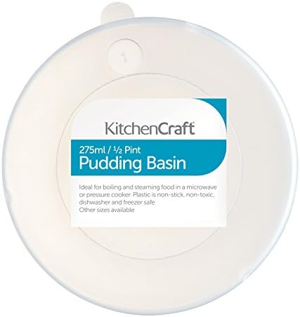 KitchenCraft Plastic Pudding Basin with Lid, Small, 275 ml (0.5 Pint)