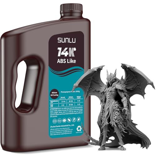 Image of SUNLU 14K ABS-Like 3D Printer Resin 2.0, Superior Precision, for Detail Printing Miniatures, Smooth Matte Surface,405nm UV Curing Photopolymer 3D Resin, 3KG, Dark Grey
