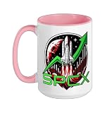SPCX | Rocket | Space | X Ceramic Mug, Pink/White, 15oz