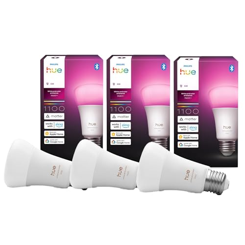 �t�B���b�v�X�q���[(Philips Hue) �X�}�[�g�d�� E26 75W���� �t���J���[ 3�� - �X�}�[�g�Ɩ� Alexa�Ή� 1100lm �}���`�J���[ 1600���F �d���F �����F ���� ���F �X�}�[�g�z�[�� �ԐڏƖ� LED �X�}�[�g���C�g ����