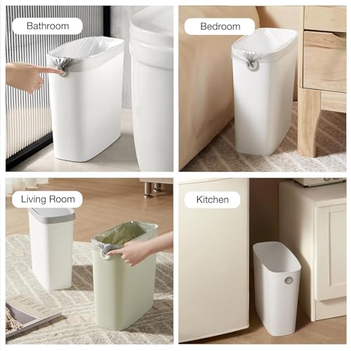 Rechteckiger Mlleimer, bad mlleimer schmal Kunststoff Badezimmer offen, Kleiner Mllkorb, Badezimmer, Oben offener Mlleimer, Bro, Schlafzimmer, Kche, geeignet fr Enge Rume (Grau) – Bild 6