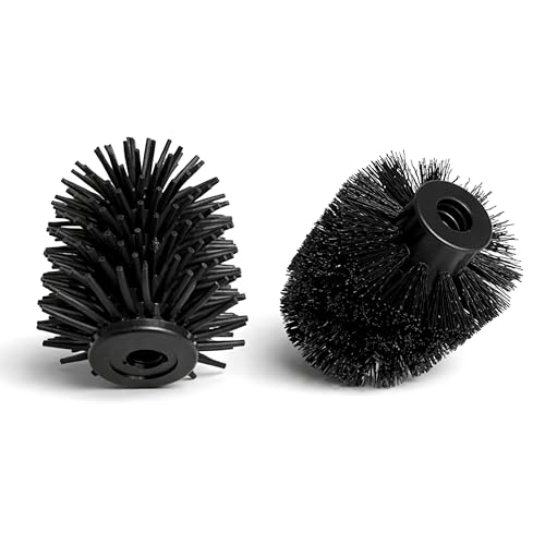 Bravara X Toilet Brush Replacement Heads (2 Pack) 12mm Screw-On Fit Silicone & Bristle Brush Heads Compatible with 12mm Thread Toilet Brush Handles