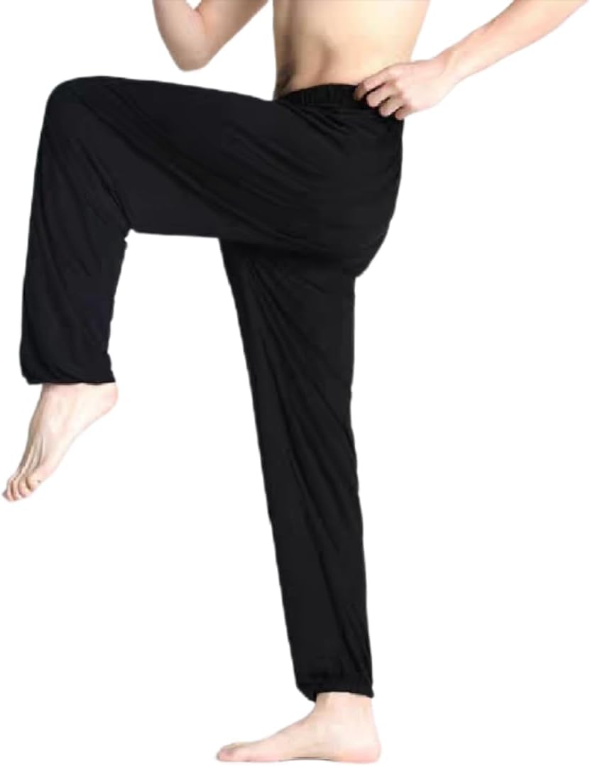 Men's Kung Fu Pants for Tai Chi & Martial Arts Training - Chinese Lantern Trousers with Elastic Waist, Lightweight Flowfit
