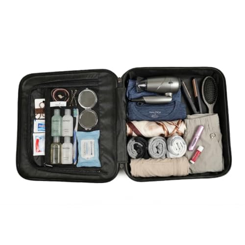 Image of Nautica Unisex Hard Shell Vanity Case | Hardsided ABS | Professional Makeup & Toiletry Travel Organizer | Heavy-Duty with Luggage Trolley Sleeve | Premium Grooming Kit & Cosmetic Storage Box | Grey
